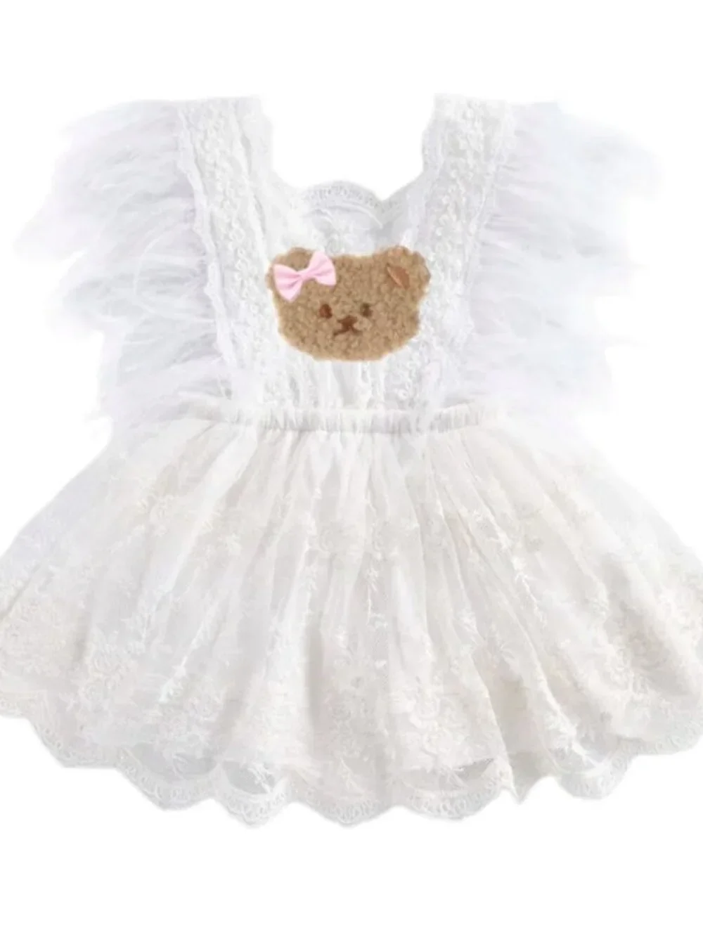Teddy Bear Dress Lace Birthday Outfit Clothes Bear Girl Dress romper